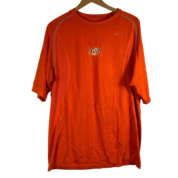 OSU Nike Pro Combat T Shirt Size Large Orange Oklahoma State Cowboys Running Gym - Picture 1 of 10